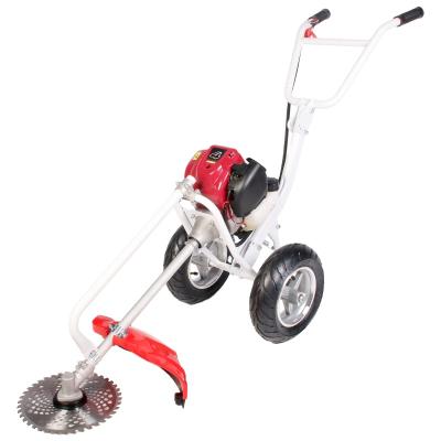 China 4-Stroke Trolley GX35 Gasoline 4 Stroke Hand Push Grass Cutter Machine Brush Cutter With Wheels for sale