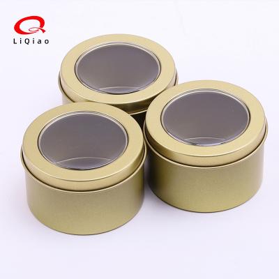 China Recyclable Metal Round Storage Box With Lid Tin Boxes Empty Containers Golden Small Storage Box for sale