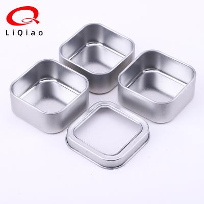 China Recycled Materials Food Grade Open Window Saffron Metal Packaging Small Square Candle Tin Box Candy Box for sale