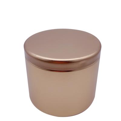 China Tea Tins Small Round Rose Gold Sugar Spice Coffee Metal Tea Canister Tin Cans for sale