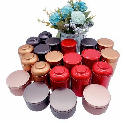 China Tea Cans Wholesale Round Gold Metal Tin Airtight Cans Packing Tea for sale