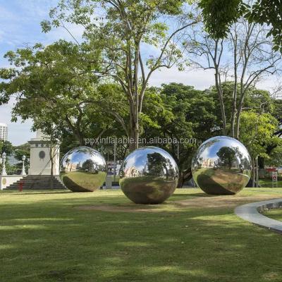 China Large Inflatable Poly Sphere Globe Mirror Ball Decoration Iridescent Giant Inflatable Silver Colored Ball Eco-Friendly Balloon for sale