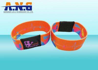 China  1k Printing elastic fabric rfid wristband bracelet for waterpark for sale