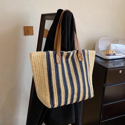 China Others Designer OEM Large Capacity Tote Woven Bag Women 2022 New Beach Style Shoulder Tote Handbag For Teens for sale