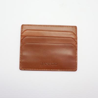 China High Quality Solid Color Card Holder Wallet ID Holder Brown Built-in PU Card Holder OEM for sale