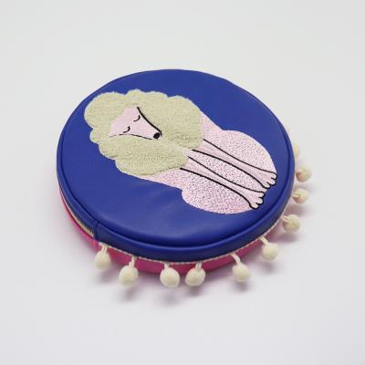 China New High Quality Ladies Embroidered Coin Purse Round Fringe Embroidered Clutch Can Be Customized for sale