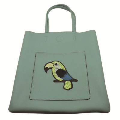 China Wholesale Eco Friendly PORTABLE Recycle Tote Shopping Reusable Cute PU Ladies Bag Custom Logo By Embroidery for sale