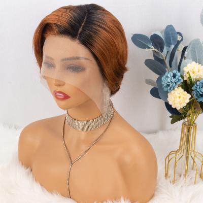 China Free Sample Short Pixie Cut Human Wig Transparent T Piece Lead Hair Wig Lace Front Wig 13x1 Side Short Lace Part Hair Wig For Black Women for sale