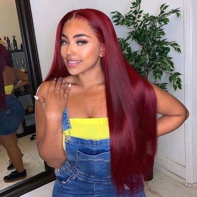 China Hot Original Pure Natural Hair New 99J Lace Front Wig With Baby Hair Indian Hair Wigs Lace Front Red Wig T Lace Front Wig for sale