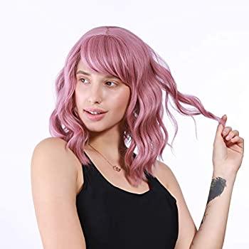 China Loose Curly Women's Bob Purple Pink Wig Curly Short Wavy Shoulder Length Bob Synthetic Cosplay Wig Pastel for Girl Costume Colorful Wigs for sale