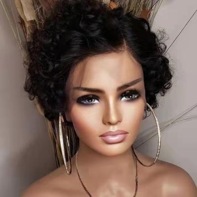 China Deep Water Curl Pixie Cut Wig Human Hair Lead Wave Lace Front Wigs Remy Hair Brazilian Curly Short Kinky Curly Wig for sale