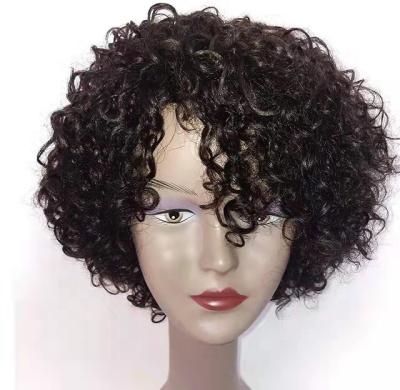 China Short Curly Afro Kinky Curly Hair Wigs Short Afro Kinky Curly Hair Wig Pixie Cut Wig No Lace Front Natural Brazilian Hair Wigs For Black Women for sale