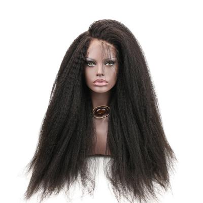 China High Quality Light Yaki Hair Wigs Brazilian Virgin Yaki T Piece Lace Wig For Women Natural Color 150 Density for sale