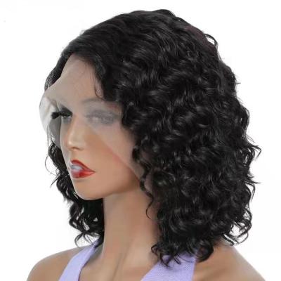 China Remy Hair Short Deep Curly Bob T Part Lace Wig Preplucked Baby Hair Brazilian Hairline Bob Human Hair Wigs Natural Wave T Part Lead Wave Short Deep Hair Wig for sale