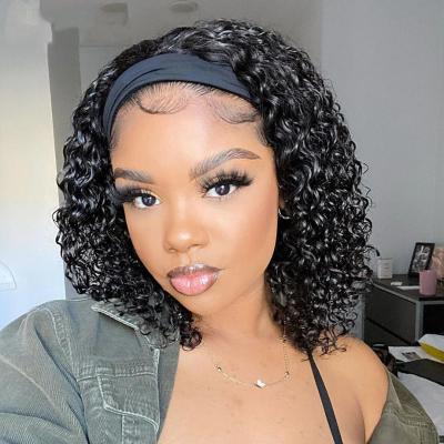 China Jerry Curl Headband Wig Human Hair Peruvian Kinky Curly Short Hair Wigs For Color Women No Glue Cool For Summer for sale