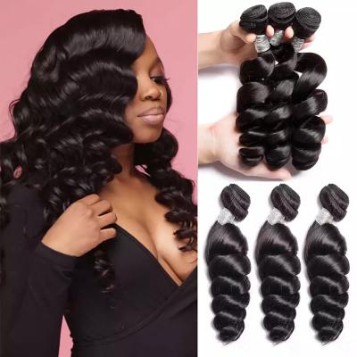 China Loose Deep Loose Wave Bundles 4pcs 8-30 Inch Brazilian Hair Weave Bundles Natural Black Remy Human Hair Weave Extensions for sale