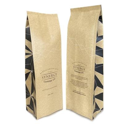 China 1kg 500g 340g Flat Bottom Gusset Coffee Beans Moisture Proof Ziplock Side Bags Paper Bags Coffee Side Gusset Pouch Coffee Packing Air Vent Bags for sale