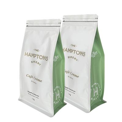 China Moisture Proof White Coffee Bag With Valve Coffee Pouch Flat Bottom 1kg 500g Gusset Tea Pouch Aluminum Foil Mylar Zipper Valve Coffee Bag for sale