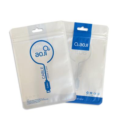 China Ziplock Barrier Pouch For Phone Cable Usb Data Clear Mylar Zipper Water Proof 3 Side Seal Zipper Bag Plastic Cable Packaging Bag for sale