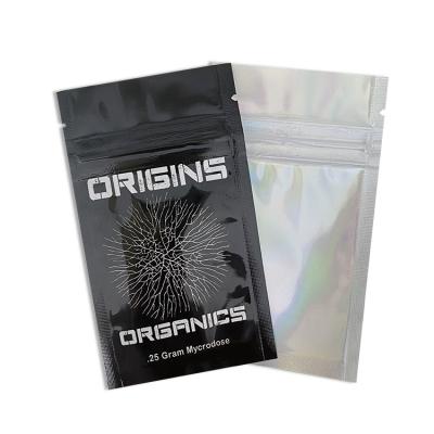 China Mini Sample Heat Seal Foil Pack 3 Side Seal Bag Zip Lock Clear Barrier Smell Proof Mini Holographic Bag Mini Resealable Mylar Bag for sale