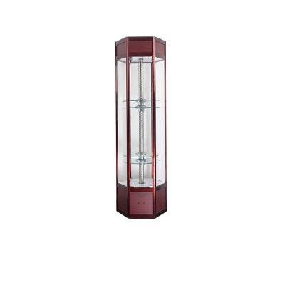 China Retail Store/Mall/Supermarket/Glass Metal Jewelry Display Cabinets Cabinet Warm Light Revolving Display Rack for sale