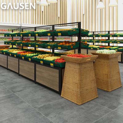 China Optical shop supermarket vegetable and fruit shelf display rack creative multi-layer fruit shop display fresh vegetable store for sale