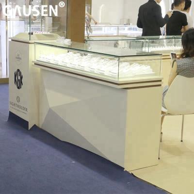 China Optical Modern Luxury Wooden Shop Display White White Jewelry Store Cabinet And Wooden Jewelry Display for sale