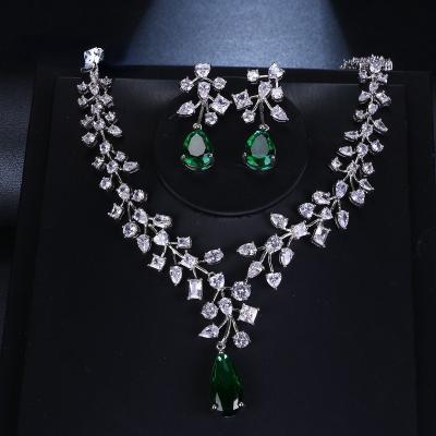 China FASHION Zircon Necklace Long Water Drop Jewelry Set New Jewelry Sets For Women Bride Wedding Jewelry for sale