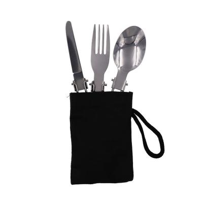 China CLASSIC Picnic Folding Rising Cutlery Set Knife Fork Spoon Utensil Bag Outdoor Picnic Bags 3pcs Stainless Steel BBQ Camping Tools for sale