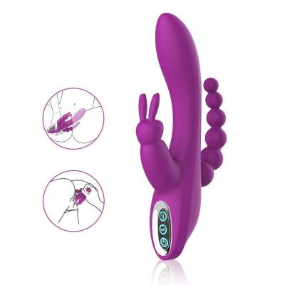 China G-Spot 12 Function Dildo Vibrator For Women New Adult Toy 3 In 1 G Spot Clitoris Anal Vibrator for sale