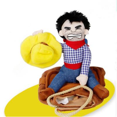 China Sustainable Hot Sale Funny Dog Pet Cowboy Outfit Dog Pet Riding Cosplay Suit for All Season for sale