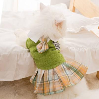 China Sustainable Best Selling Skin-friendly Cat And Dog Skirts Charming JK Dog Sweater for Autumn and Winter for sale