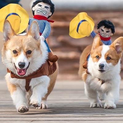 China Sustainable New Arrival Dog Pet Riding Suit Creative Dog Cowboy Rider Clothes for All Season for sale