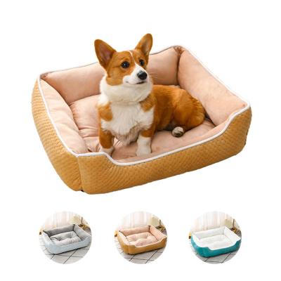 China Sustainable Factory Price Warm Breathable Pet Bed Embossing Technology Puppy Sofa Bed Non-slip Nest Sofa for sale