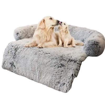 China Sustainable Wholesale Cushion Modern Removable Zipper Long Plush Soft Dog Sofa Bed Dog Couch Bed Dog Mat for sale