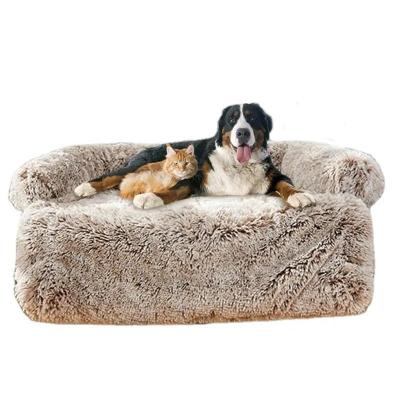 China Sustainable Wholesale Dog Sofa Bed Foldable Dog Bed Winter Warm Fur Nest Blanket Washable Pet Mat with Zipper Non-slip Bottom for sale