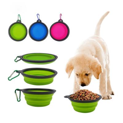 China Sustainable 2023 Wholesale Foldable Collapsible Silicone Pet Bowls for Dog Cat Water Food Feeding Portable Pet Travel Bowl for sale