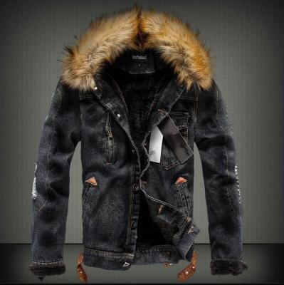 China Cold Winter Streetwear Jean Jacket With Fur Coats Viable Men's Fox Fur Coat Gentlemen's Jackets Men's Jackets for sale