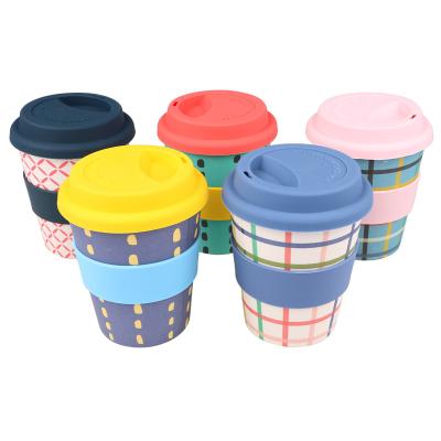 China Eco-friendly 100% natural sustainable biodegradable custom keep takeaway wholesale bamboo fiber reusable coffee cup to match with silicone lid for sale