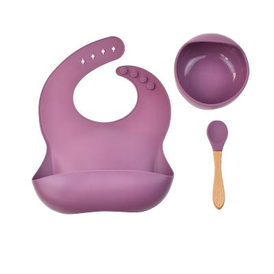 China BPA Free Lankepace 2021 Newest Baby Silicone Bib Suction Feeding Set Wholesale Baby Cutlery Bowl With Spoon for sale