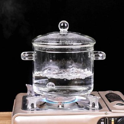 China Viable hot sale large capacity pyrex transparent clear glass pot heat resistant glass cooking pot for sale