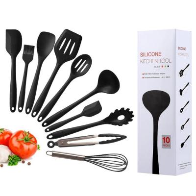 China Lankepace 12pcs Silicone Viable Kitchen Practical Tool Spatula Shovel Cooking Spoon With Wooden Handle Kitchen Tableware Cookware Set for sale