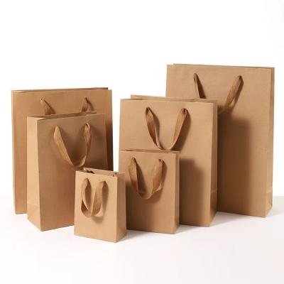 China Handmade White Brown Paper Bag Factory Price With Logo Print Luxury Paper Handle Gift Bag for sale