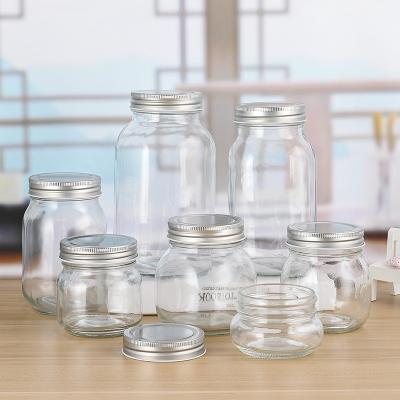 China Wholesale Wide Mouth Stocked Jar Glass Supplier Mason Jars 8 Ounce 16 Ounce Glass Jar With Lid for sale