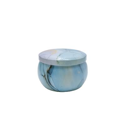 China Gift & Craft Plant 4oz Mint Green Round Tin Scented Candle Can With Lid Gift Box Tinplate for sale