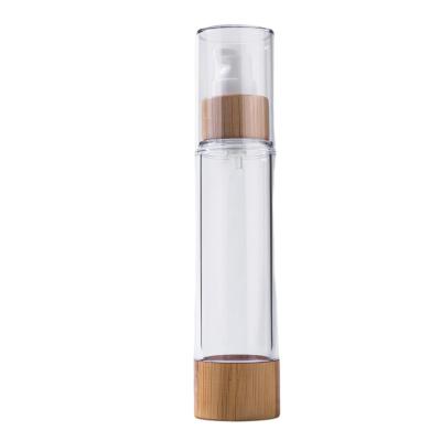 China 100ml Vacuum Pump Serum Containers Serum Containers Press Lotion Bottles Eco-Friendly Travel Bamboo Airless Plastic Lid Eco-friendly for sale