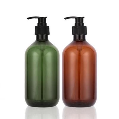 China Generic Amber Plastic Cosmetic Lotion Pump Bottle 100ml 200ml 300ml 400ml 500ml Hot Sale Wholesale Personal Care With Black Pump for sale