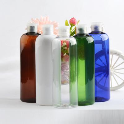 China Clear Black 500ml PET Flip Cover Cap Bottle Shampoo Lotion Container White Clear Amber Cosmetic Bottles Packaging for sale