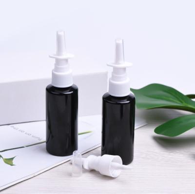 China 5ml MEDICINE Nasal Spray Bottle Refillable Black Plastic Medical Pump for sale