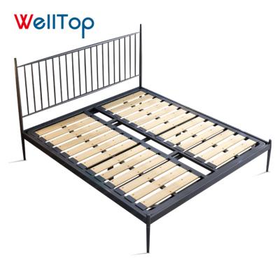 China New Design Metal Foldable Full Size Bed Frame Wooden Bed With Wooden Pipe Slat VT-14.013 for sale